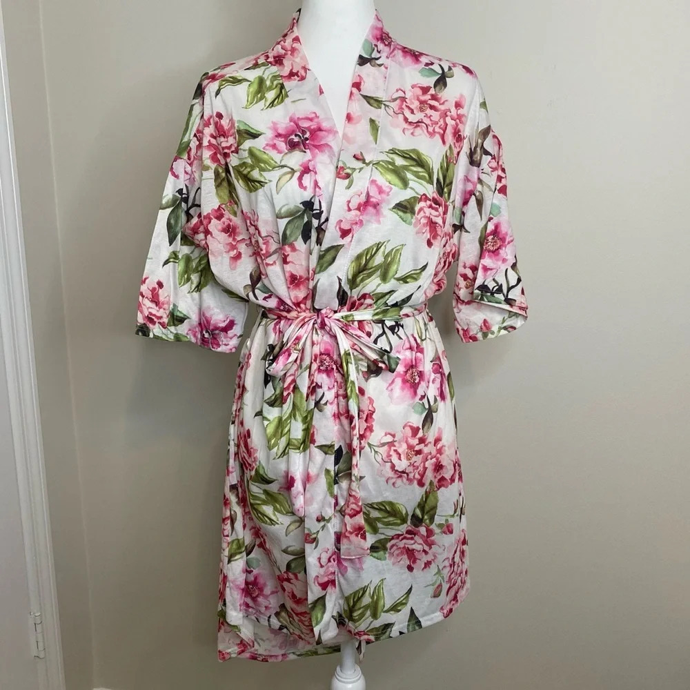 Show Me Your Mumu Pink Cream Pink Floral Robe Kimono Duster Garden of Bl… - Picture 5 of 14